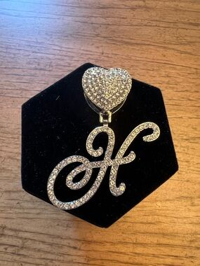 Cuban Crystal-Embellished 'H' Initial Necklace Pendant